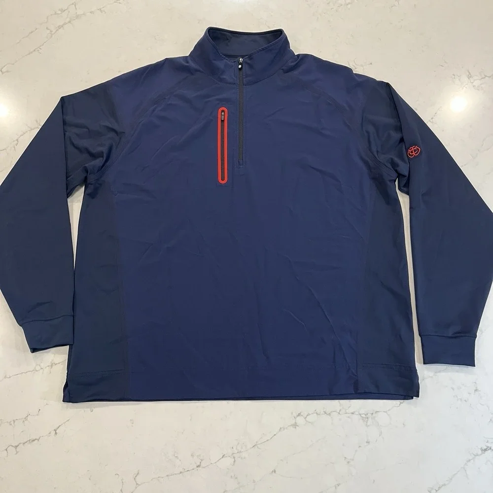 FootJoy Windtech Pullover Jacket Mens Large Blue Golf 1/4 Zip Lightweight